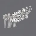 Elegant bridal hair comb with sparkly clear rhinestones and silver alloy finish - Bridal Wedding Style (HS-J6814S) / Silver