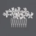 Exquisite retro silver bridal hair comb with marquise rhinestones for wedding updos. - Rhinestone Bridesmaid Insert (HS-J6551S) / Silver