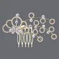 Elegant vintage bridal hair comb in gold alloy with sparkling rhinestone circles - Gold Versatile Style (HS-J6837G) / Gold
