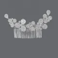 Luxury vintage silver bridal hair comb with intricate floral rhinestone crystal clusters - Rhinestone Photoshoot Style (HS-J6761S) / Silver