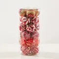 Set of 6cm red and gold Christmas ball ornaments in a clear cylindrical storage tube - 6cm Painted Red Bucket
