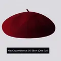 Classic red wool beret for women, retro painter style, size 56-58cm circumference - One Size / Angola Red
