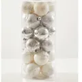Set of 6cm white and silver hand-painted Christmas ornaments with snowflake patterns - 6cm Painted Silver Bucket