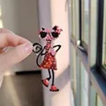 Cute handmade pink enamel cat brooch wearing a red polka dot dress and sunglasses - Cute Cat With Sunglasses / Pink