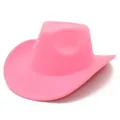Detailed side view of a vibrant pink woolen jazz hat with a curved brim design - One Size / Deep Pink