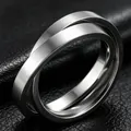 Minimalist men's geometric interlocking ring with a sleek matte silver finish on leather - US 6 / Silver