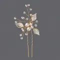 Forcina sposa elegante con perle, strass e dettagli a foglia su base in filo color oro. - Stile Servizio Fotografico Foresta (HS-J2656G)