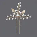 Exquisite gold bridal hair pin featuring pearls and rhinestones for wedding hairstyles - Gold Party Girl Style (HS-J4522G)