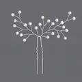 Elegant bridal hair pin with white pearls and silver wire branch design for weddings. - Silver Vine Artificial Pearl Style (HS-J5920S)