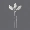 Elegant silver-toned bridal U-shaped hair pin with white pearl leaf accents for weddings - Forest Leaf Artificial Pearl Style (HS-J5099)