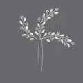 Elegant bridal hair pin with silver wire pearls and sparkling crystal flower accents - Rhinestone Artificial Pearl Banquet Style (HS-J4808)
