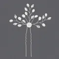 Elegant silver bridal hair pin with shimmering rhinestones and pearls for weddings - Luxury Bridal Versatile Style (HS-J2889)