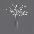 Elegant silver bridal hair pin featuring sparkling rhinestones and clear crystal beads - Bridal Evening Versatile Style (HS-J4334)