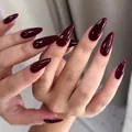 Glossy dark burgundy stiletto press-on nails for elegant salon-style manicure - 1XB1-13632 (Wine Red Glossy Stiletto Long Style)