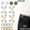 Set di 10 fibbie regolabili in metallo per pantaloni e gonne nei colori oro e argento - Spilla Bottone Oro, Argento e Bronzo (N. 64) / Set da 10 pezzi (In busta)