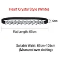 Elastic heart crystal belt for women's dresses in black finish, 1.5cm wide and stretchy - Heart Crystal Style (White)