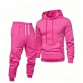 Levendig roze tweedelig trainingspak met een hoodie en bijpassende joggingbroek - Rozerood