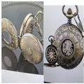 Vintage mechanical pocket watch with double open cover and engraved hollow design - Manual Style 3 / Bronze