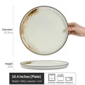 Minimalist 10.4 inch round beige ceramic steak plate with elegant brown speckled rim detail - Canyang - White Large Plate 10.4 Inch (Minor Flaws)