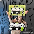 Cute three-piece panda magnetic resin keychain set with clear dimension markings - Hugging Pandas Trio / SKU Price for One Pair