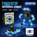 Transformable mechanical fingertip fidget spinner toy with luminous blue LED glow for boys - Luminous Blue (Chinese Box)