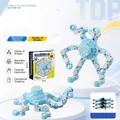 Blue and white deformable mechanical fingertip spinner toy with adjustable joints - Blue & White Radish (Chinese Boxed)