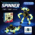 Yellow deformable fingertip mechanical spinner toy with glow-in-the-dark feature for kids. - Luminous Yellow (English Box)