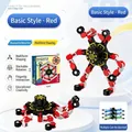 Red deformable mechanical fingertip rotating top fidget spinner toy for kids and stress relief - Red (English Box)