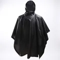Lightweight waterproof black hooded rain poncho for hiking and outdoor activities - Black