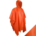 Bright orange waterproof hooded outdoor hiking poncho for trekking and fishing trips - Orange
