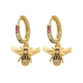 Gold bee hoop earrings with colorful micro-pave crystals for women fashion jewelry - Gold Earrings