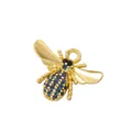 Detailansicht des mikroverzierten Bienenanhängers mit blauen und schwarzen Kristallen - Gold Blau Strass Anhänger