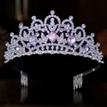 Eleganter silberfarbener Braut-Tiara-Kronen-Haarschmuck mit lavendelfarbenen Kristallen. - Silberlila