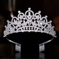 Eleganter silberner Kristall-Kronen-Tiara mit Kämmen für Brauthochzeit und Geburtstag - Silber