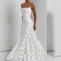 Robe longue blanche sans manches en dentelle florale cintrée pour femmes élégantes - XS / Blanc
