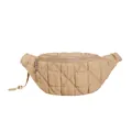 Beige gesteppte Umhängetasche in Dumpling-Form mit weicher Daunenbaumwoll-Textur - Khaki