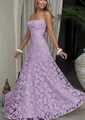Robe longue sans manches lilas élégante avec motif floral 3D texturé et taille haute - Violet