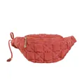 Burnt orange quilted cloud fanny pack with puffer material and drawstring - Brick Red