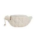 Casual white quilted fanny pack for women with drawstring and cloud dumpling style - White