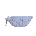 Light blue quilted puffer waist bag, stylish cloud-shaped crossbody chest bag for women. - Blue