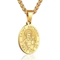 Saint Anthony religious medal pendant necklace in gold-plated stainless steel - 03-Gold (Saint Joseph)