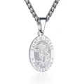 Saint Michael medal pendant necklace in polished stainless steel for men and women - 06-Silver (Saint Michael)