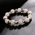 Macro view of a sweet Korean style bracelet with sparkling rhinestone and faceted beads - Gray
