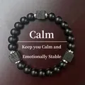 Bracciale in pietra lavica nera naturale per stabilità emotiva e calma - 8mm / Stile Tema Calma (AL-0182-4)