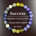 Handmade natural stone bead bracelet featuring amethyst and tiger eye for success and creativity - Success Theme Style (AL-0182-5)