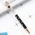 Elegant rose gold and black four-leaf clover crystal ballpoint pen - 1.0mm Bullet Tip / Engraved Black