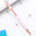 Elegant pink four-leaf clover crystal ballpoint pen with rose gold metallic accents - 1.0mm Bullet Tip / Engraved Candy Light Pink