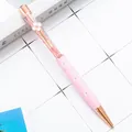 Elegant pink clover crystal ballpoint pen with rose gold trim and floral patterns - 1.0mm Bullet Tip / Engraved Candy Matte Pink