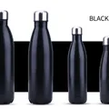 Matte black 304 stainless steel insulated cola-shaped water bottle for sports - 1000ml / Glossy Black