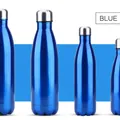 Blue metallic stainless steel cola-shaped vacuum flask insulated water bottle - 350ml / Transparent Blue